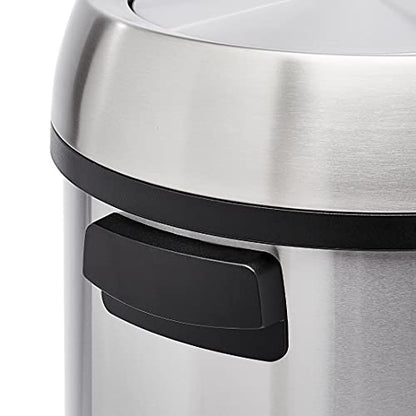 Amazon Basics Round Stainless Steel Trash Can with Swing Lid, Fingerprint and Smudge Resistant, 65 Litre/17.2 Gallon, Silver, Black