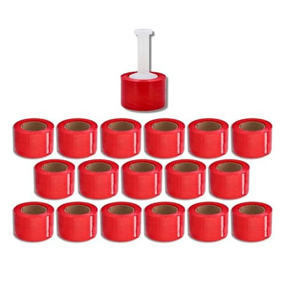 PSBM Dark Red Mini Stretch Wrap with Plastic Handle, 36 Rolls 3 Inch x 1000 Feet 80 Gauge Heavy Duty Heavy Duty Plastic Wrap Industrial Strength Shrink Film for Moving, Packing & Shipping - color: Red, size: 36 Rolls