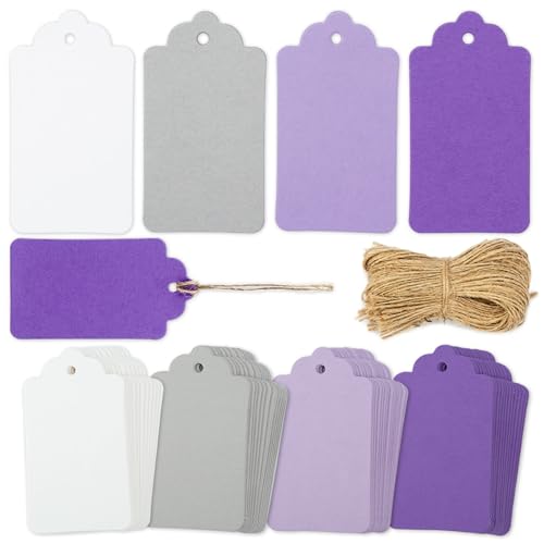 SallyFashion 170 PCS Gift Tags with String Attached, 1.8X3.4 inch - color: Purple