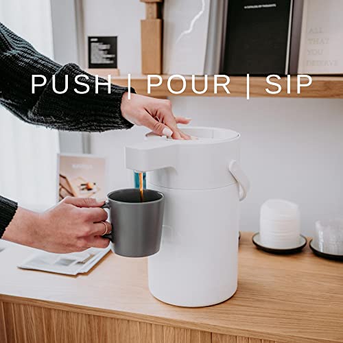Airpot Coffee Dispenser with Pump, 85 OZ Stainless Steel Coffee Carafe - color: White