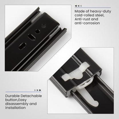 LONTAN 1 Pair Black Side Mount Drawer Slides 16 Inch Heavy Duty Rails - color: Black, size: 16 Inch - Drawer Slide