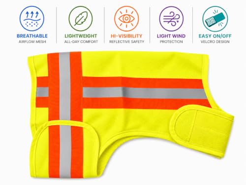 Reflective Dog Vest. High Visibility Yellow Safety Vest for Outdoors. Safeguard Your Dog with Easy to wear Adjustable and Breathable Reflective Gear (Medium) - size: Medium