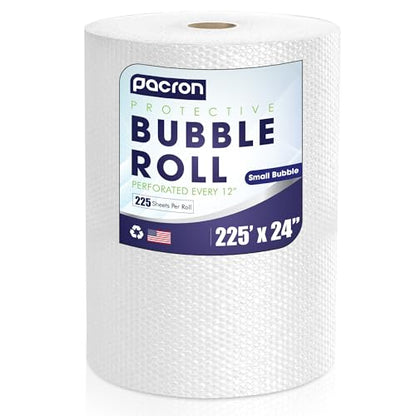 Bubble Roll Wrap 24" x 225', 1-Pack 3/16" Perforated Small Cushioning - size: 225x24 | Perf 12 | 1 Roll