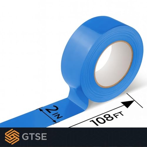 GTSE - Blue Vinyl PVC Floor Tape 2 inch x 108ft Safety Marking Tape - color: Blue, size: 2" x 108 ft