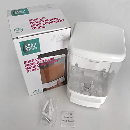 Manual Soap Dispenser Wall Mounted, 33.8oz, Bathroom Kitchen Commercial - color: White&transparent