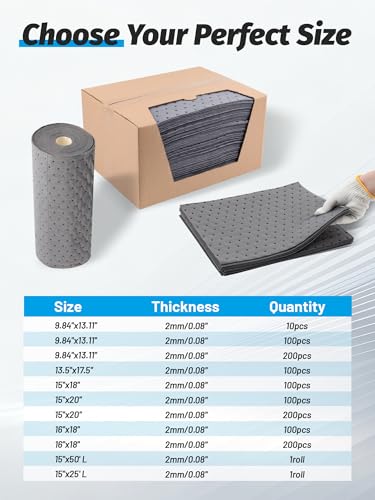 Heavy Duty Oil Absorbent Pads 13.5" x 17.5" 100 Pcs - color: 100 Pack, size: W13.5in,L17.5in