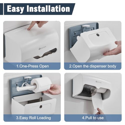 Double Toilet Paper Holder Wall Mount,Hold Two Rolls*4.5”,White - color: White