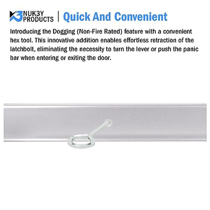 Nuk3y ED-5000 Series Panic Bar Exit Device Grade 1 ADA Certifed, Fit Door Width 30"-36" (Aluminum, Exit Device w/Storeroom Lever) - size: Standard Exit Device w/Storeroom Lever