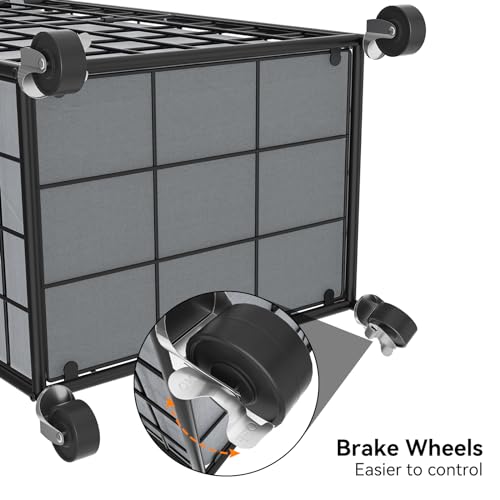 WOWLIVE Rolling Laundry Basket, Metal Wire Frame Laundry Hamper with Wheels - color: Grey, size: 100l