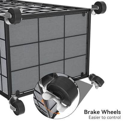 WOWLIVE Rolling Laundry Basket, Metal Wire Frame Laundry Hamper with Wheels - color: Grey, size: 100l