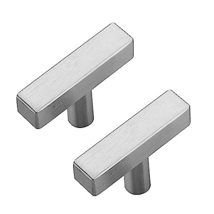 5 Pack Brushed Nickel Cabinet Knobs, 2in Length T-Square Bar Drawer Pulls - color: Brushed Nickel, size: 5 Pack, style: Sqaure Bar