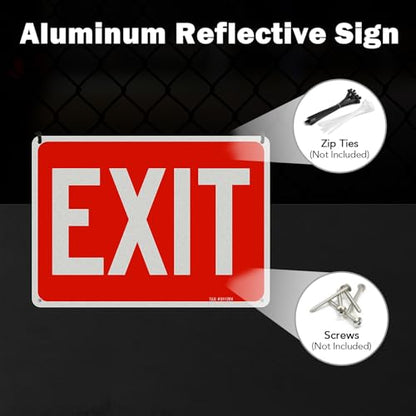 T&R Exit Sign - 4 Pack - 10 x 7 Inches Rust Free .040 Aluminum Reflective - UV Protected, Waterproof, Weatherproof and Fade Resistant - 4 Pre-drilled Holes - color: Red - 10" x 7" - 4 pack