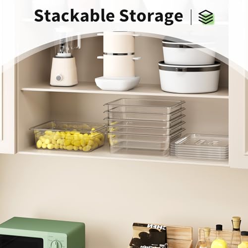 1/2 4'' 6 Pack Plastic Food Pans With Lids - color: 1/2 4"6 Pack