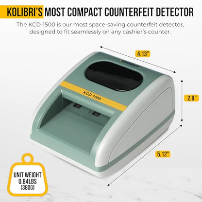 Kolibri KCD-1500 4-Way Orientation USD Counterfeit Money Detector and Bill Value Reader with UV, MG and IR Detection for Small Businesses (Battery not Included) - size: Large (KCD-1500)