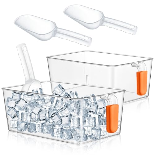 Havawish Ice Storage Bin and Flexible Scoop Set Plastic Freezer Bin - color: Orange, size: 10.83 x 7 x 4.33 in, style: Classic