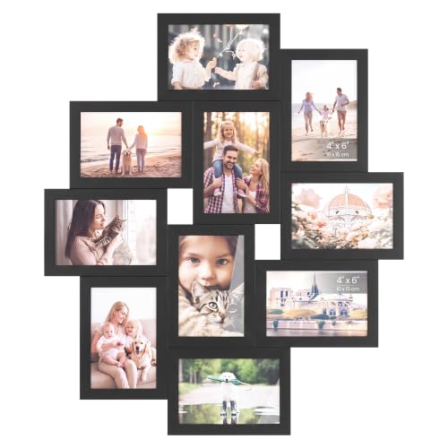 SONGMICS Collage Picture Frame for Ten 4 x 6 Inch Photos, Wall Decor Gallery Frame, 6.8 x 0.6 x 4.8 Inch, Black, KAVI Collection URPF102BZ01 - color: Ink Black, size: 4*6 10 pack