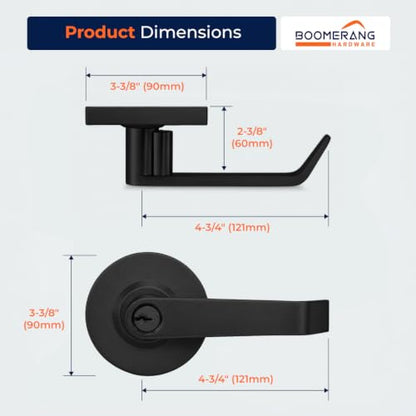 Boomerang Heavy-Duty Entry with Clutch Function Commercial Lever Door Lock - color: Matte Black (US19), style: Entrance w/ Clutch
