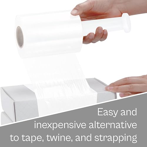 PSBM Dark White Mini Stretch Wrap with Plastic Handle 5" x 1000' 12 Rolls - color: White, size: 5 Inch