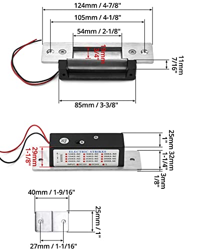 QWORK Electric Door Strike Lock, 12VDC, Fail-Safe/Fail-Secure, Heavy Duty Power Door Crash Lock for Access Control System, 2 Pack