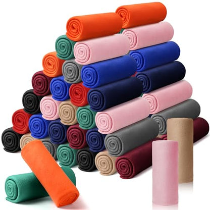 Kinlop 60 Packs Fleece Throw Blanket Bulk 60x50 Inch Soft Warm - color: Trendy Color