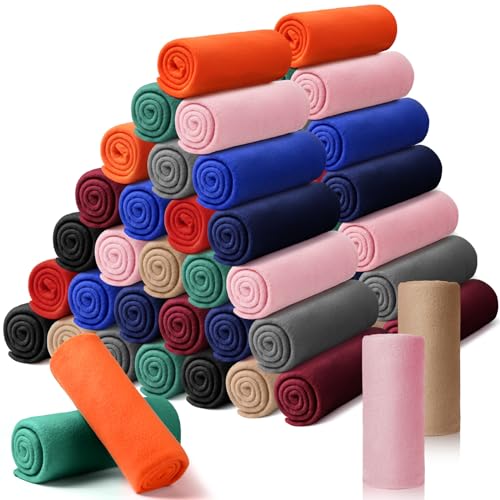 Kinlop 60 Packs Fleece Throw Blanket Bulk 60x50 Inch Soft Warm - color: Trendy Color