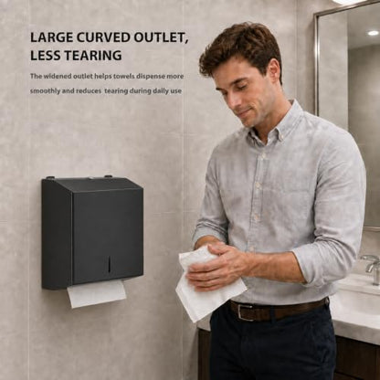 Stainless Steel Paper Towel Dispenser Wall Mount for Commercial Bathrooms - color: 3815-black