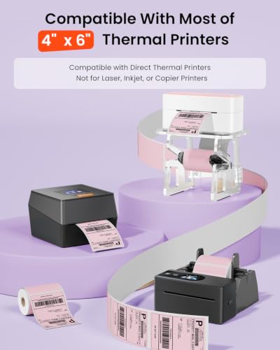 Phomemo Pink 4x6 Thermal Label, Shipping Labels Pack of 250 4x6 Roll Labels, Compatible with Phomemo, Zebra, Rollo, Jadens and Other Thermal Printers - color: Pink-250
