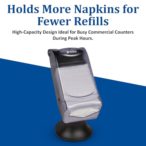 San Jamar - H5005SCL H5005S Venue Fullfold Control Napkin Dispenser with Stand, 500 Capacity, 8" Width x 17-1/2" Height x 13" Depth, Clear