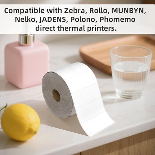 1000 2x1 Thermal Labels Roll, HUOJI Pink Shipping Barcode Labels - color: Pink, size: 2x1