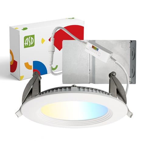 ASD LED Recessed Lighting 4 Inch, Round Commercial Downlight, Mini Panel with Baffle Trim, 4" 12W 120-277V CCT Selectable 2700/3000/3500/4000/5000K, Dimmable Ceiling Light Fixture, White, ETL - color: 1 Pack, size: 4 Inch White