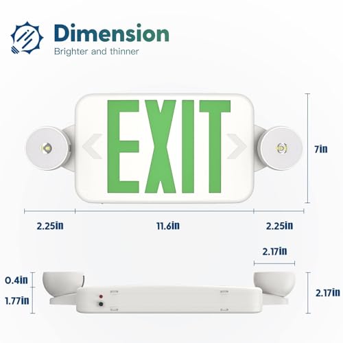 FREELICHT 6 Pack Green LED Exit Signs with Emergency Lights - color: Green