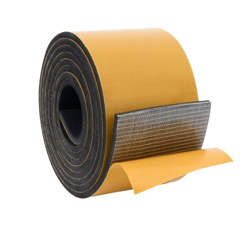High Density Foam Weather Stripping Door Seal Strip Insulation Tape Roll for Insulating Door Frame, Window, Air Conditioner | Self Adhesive Sealing Weatherstrip (3 in x 1/4 in x 10 Ft, Black) - color: Black, size: 3 In x 1/4 In x 10 Ft
