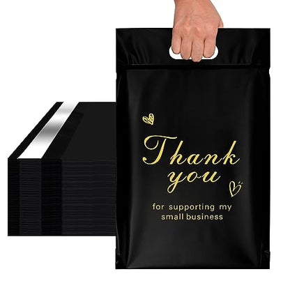Thank You Poly Mailers with Handle, 14.5x19 Inch 50 Pcs - color: Thank You, size: 14.5x19 Inch 50 pcs