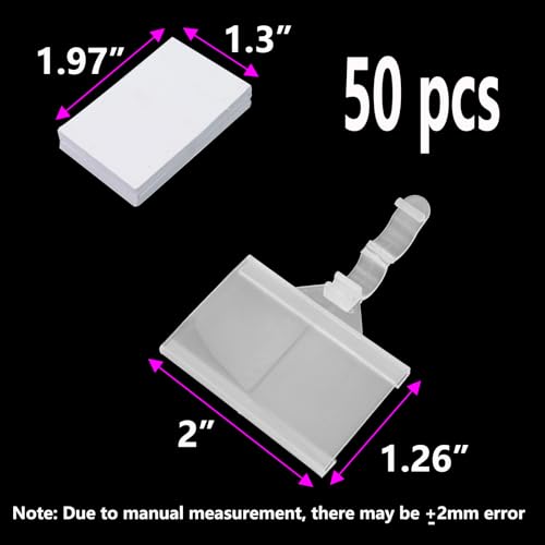 Semetall 50PCS Reusable Plastic Wire Shelf Label Holder(1-1/4" H X 2" W)