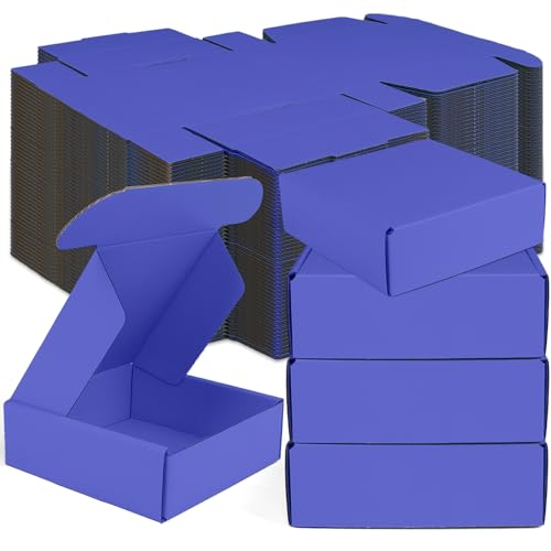 Small Shipping Boxes, 50 Pack Cardboard Box Corrugated Mailer Boxes Small Corrugated Boxes For Shipping Packaging Craft Gifts Giving Products, 6 x 4 x 1.6 Inches (Klein Blue) - color: Klein Blue