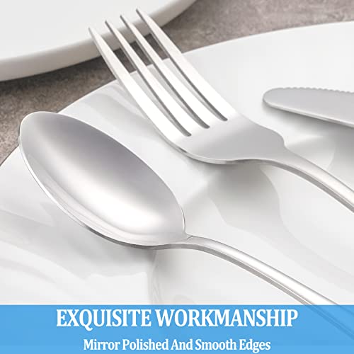 32 Pcs Dinner Spoon Set,Premium Food Grade Stainless Steel Spoons,Durable Metal Spoon,Tablespoon,Spoons Silverware Only,Mirror Finish & Dishwasher Safe,Use for Home,Kitchen and Restaurant - 7.3 inch - color: Silver