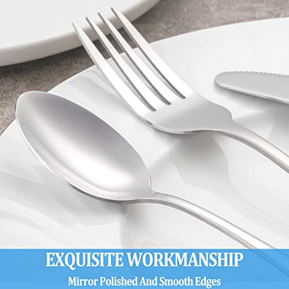 32 Pcs Dinner Spoon Set,Premium Food Grade Stainless Steel Spoons,Durable Metal Spoon,Tablespoon,Spoons Silverware Only,Mirror Finish & Dishwasher Safe,Use for Home,Kitchen and Restaurant - 7.3 inch - color: Silver