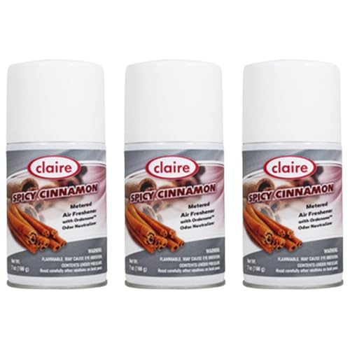 Claire CL122 7 Oz. Spicy Cinnamon Metered Air Freshener Aerosol Can (3 Pack)