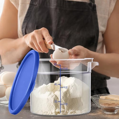 Suclain 4 Pcs 6 Quart Food Storage Container with Lids, Blue - color: Blue