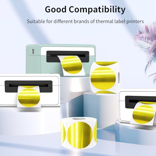 3" Gold Thermal Label Stickers, Round Glitter Direct Thermal Printer Sticker Labels for Gift Wrapping, Self-Adhesive DIY Custom Logo Design- Holographic Gold - color: Holographic Gold, size: 3 inch