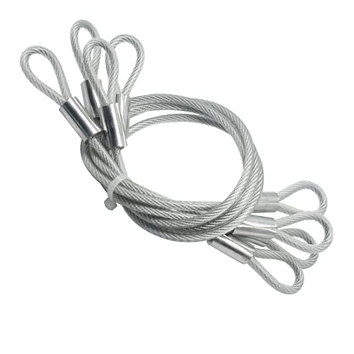 20 inch (50cm) 5mm Stainless Security Cables Tether,Braided Steel Vinyl Coated Safety Strap Luggage Lock,Flexible Wire Lead Chain Leash with Double Loops, Clear 4Pcs - color: Clear, size: 5mm-20in(4pcs)