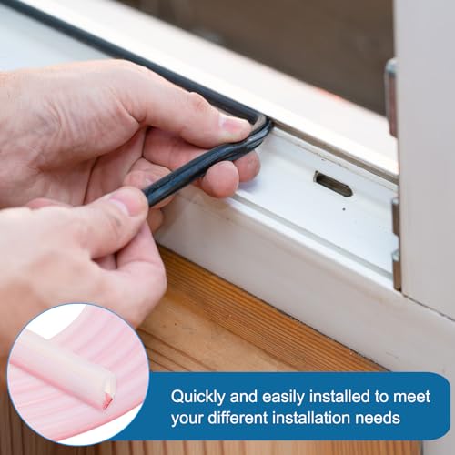 PATIKIL Silicone Weather Stripping Door Seal, 9.8 ft D Shape Weather Stripping Self Adhesive Door Seal Strip for Door Frame, Window Sealing, Large Gap, 15/64" Wx5/64 Tx5/16 H, Clear/Red - size: 9.8 ft Long, 15/64"Wx5/64"Tx5/16"H