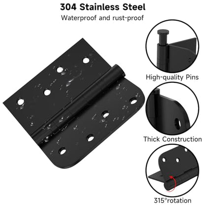 Stainless Steel Ball Bearing Door Hinges, 4x4 Inch Matte Black, Pack of 3 - color: Matte Black - 06, size: 4 inch - 3 pack