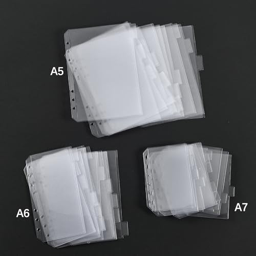UMSICHT 24PCS A6 Binder Pockets with No Zippers, Zipless Budget Envelopes with Index Bits Design, A6 Binder Pouch for 6 Ring Binder, Money Folder Organizer,Clear PVC Savings Challenges Envelopes,24PCS - size: 24PCS A6 Pockets