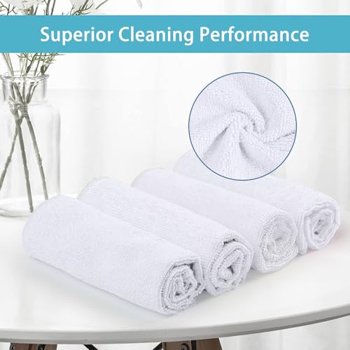 HOMEXCEL 100PK Microfiber Cleaning Cloth, Cleaning Rag for Home, 11.5x11.5 - color: White
