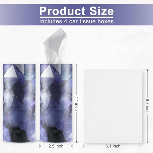SINGARO Car Tissue Holder, 4 Pack Car Cup Holder Facial Tissues with Travel Tissue Bag, Quick and Convenient Flower Combination Box(4 Canisters/200 Tissues) Purple - color: Purple-White