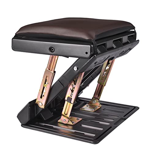 Under Desk Footrest, 4-Level Height Adjustable 12Modes Foldable Footrest - color: Brown
