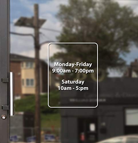 Business Hours Sign for Window - Free Squeegee - Easy Install Manual (Round Box - Portrait) - color: Round Box - Portrait