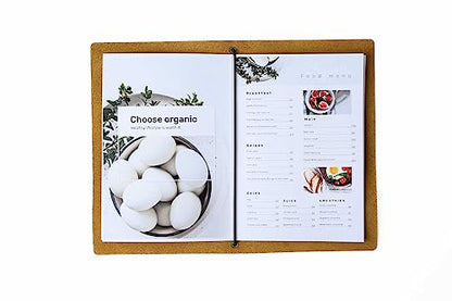Inko Horeca - Leather Menu Holder - Soft Folding Menu Covers - Custom Menu Cover for Restaurant with Embosing - Cafe Menu Folder Book for Bar - Drink Menu (Sand)