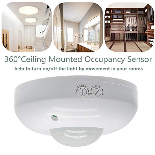 Sensky 360 Degree Ceiling Mount Occupancy Sensor, 110-240V PIR Motion Sensor Switch, High Sensitive Movement Detector Light Switch, Neutral Required(Max Detection Distance: 6 m)